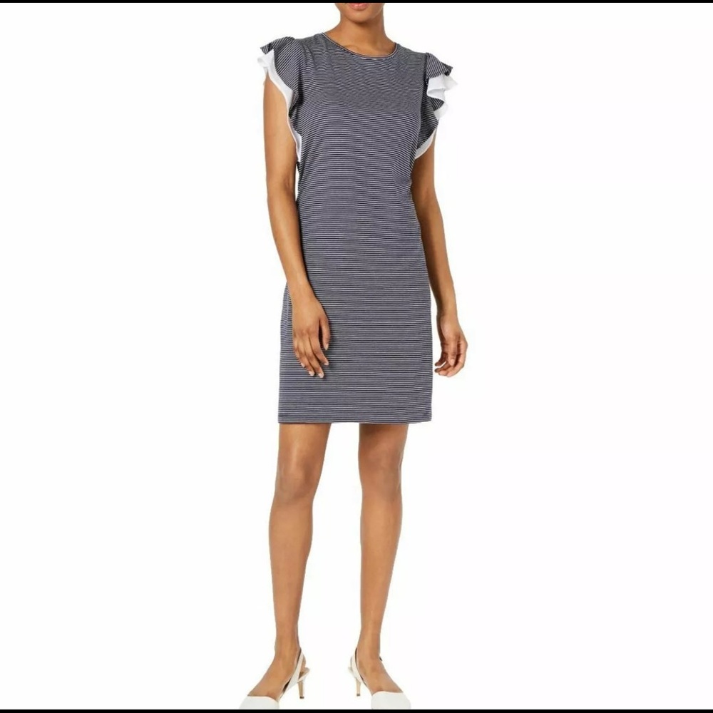 ⚡️SALE⚡️NWT MAISON JULES Striped Ruffle-sleeve Shift Dress